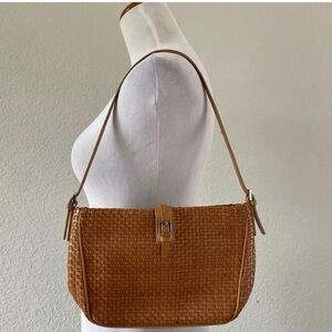 Vintage Ann Taylor Elegant Tan Woven leather Shoulder Bag